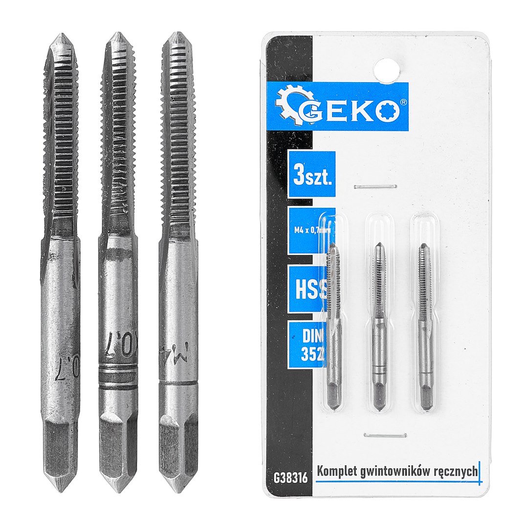GEKO kézi menetfúró készlet M4x0,7mm HSS 3db