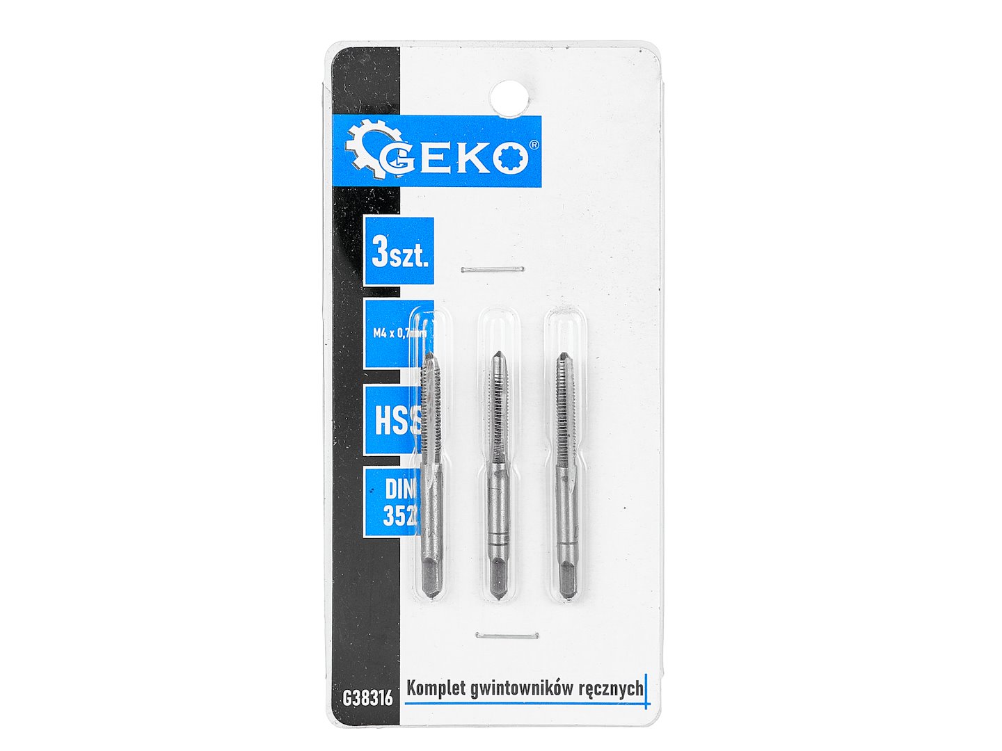 GEKO kézi menetfúró készlet M4x0,7mm HSS 3db