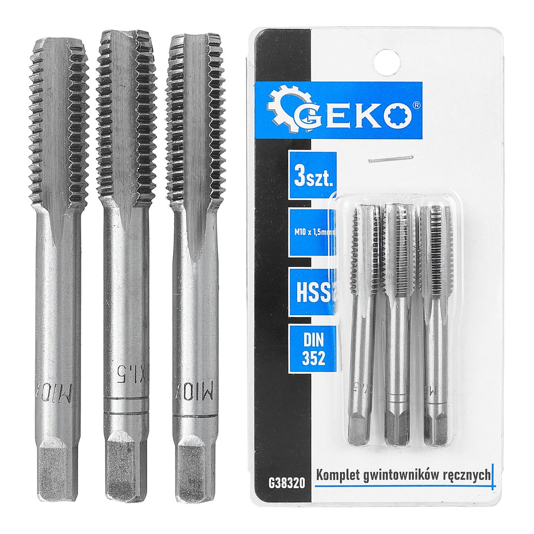 GEKO kézi menetfúró készlet M10x1,5mm HSS 3db-os
