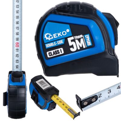 G01462 kep 2 Tekercselt kétoldalas nylon mérőszalag 5m/19mm CLASS I - display karton (12/120)