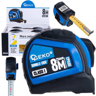 Kétoldalas nejlon mérőszalag 8m/25mm CLASS I - display karton (6/60)