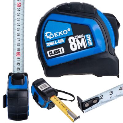 G01463 kep 2 Kétoldalas nejlon mérőszalag 8m/25mm CLASS I - display karton (6/60)