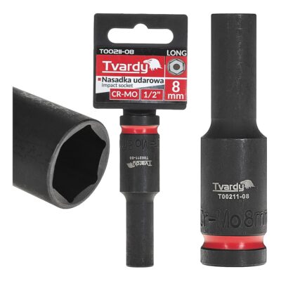 Csapásmérő dugókulcs hosszú 1/2" hatszög 8mm CR-MO (6/72)