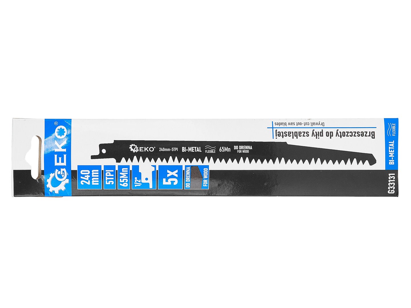 GEKO bi-metal szablyafűrészlap 240mm 5TPI 5 db-os készlet