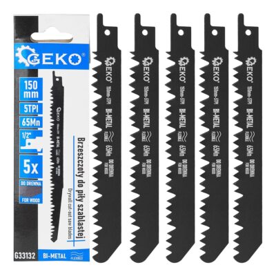 GEKO bimetál szablafűrészlap fa fűrészeléséhez 150mm 5TPI 5db