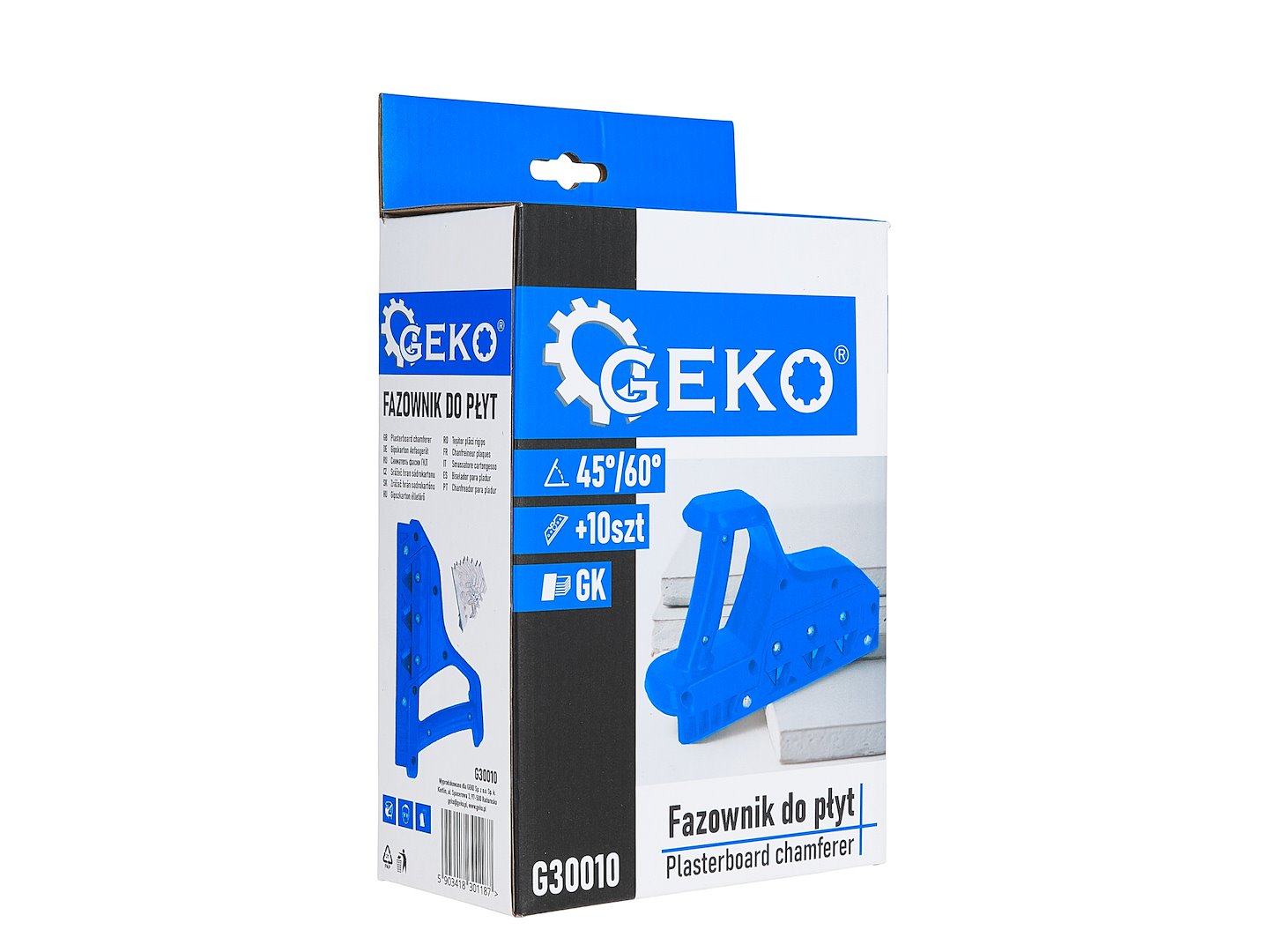 GEKO gipszkarton élvédő letöltő 45° és 60°