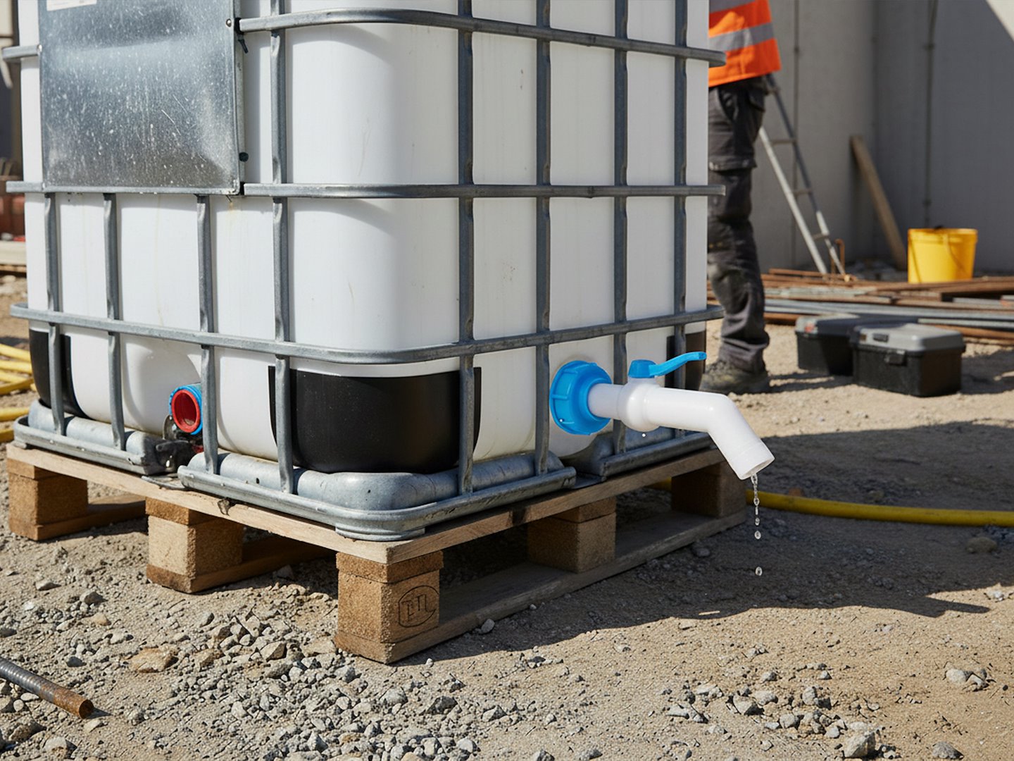 GEKO IBC tartály készlet - S60x6 menet + 32mm tömlő csap 45° (80 db)