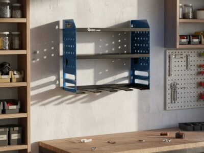 G10842 kep 2 GEKO G10842 fém 4 rekeszes fali polc elektromos kéziszerszámokhoz