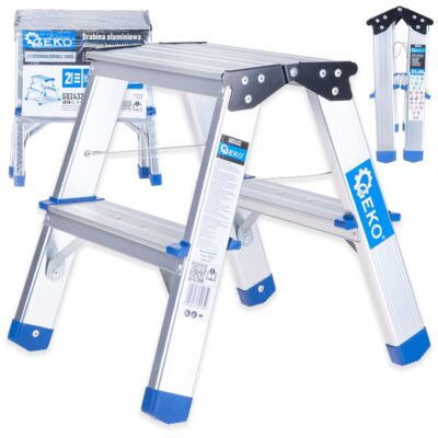 GEKO aluminium kétoldalas létra 2 fokos 150kg teherbírás