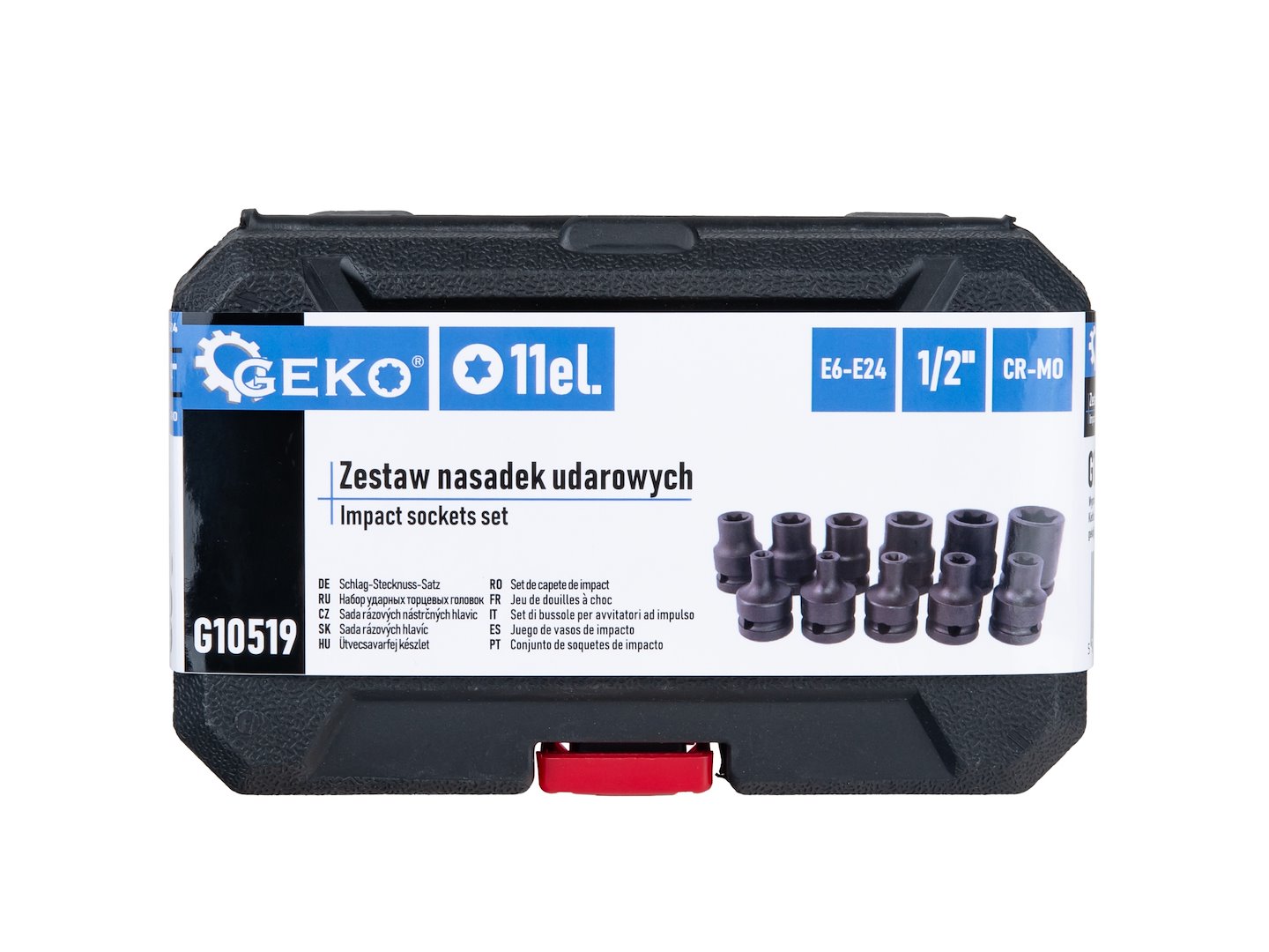 GEKO Torx ütvecsavarozó dugókulcs készlet 11db 1/2" E6-E24 CR-MO