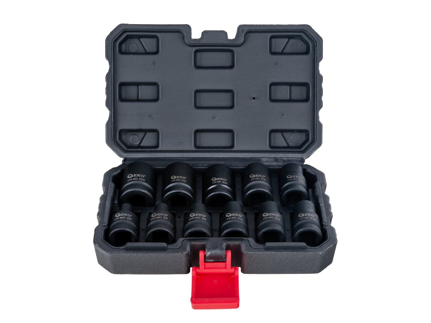 GEKO Torx ütvecsavarozó dugókulcs készlet 11db 1/2" E6-E24 CR-MO