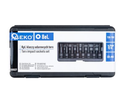 G10527 kép 2 GEKO ütvecsavarozó Torx kulcs készlet 8db 1/2" T30-T80 CR-MO