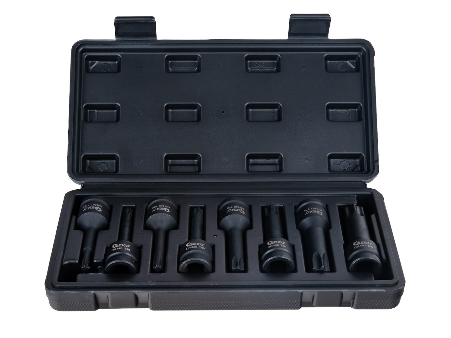 GEKO ütvecsavarozó Torx kulcs készlet 8db 1/2" T30-T80 CR-MO