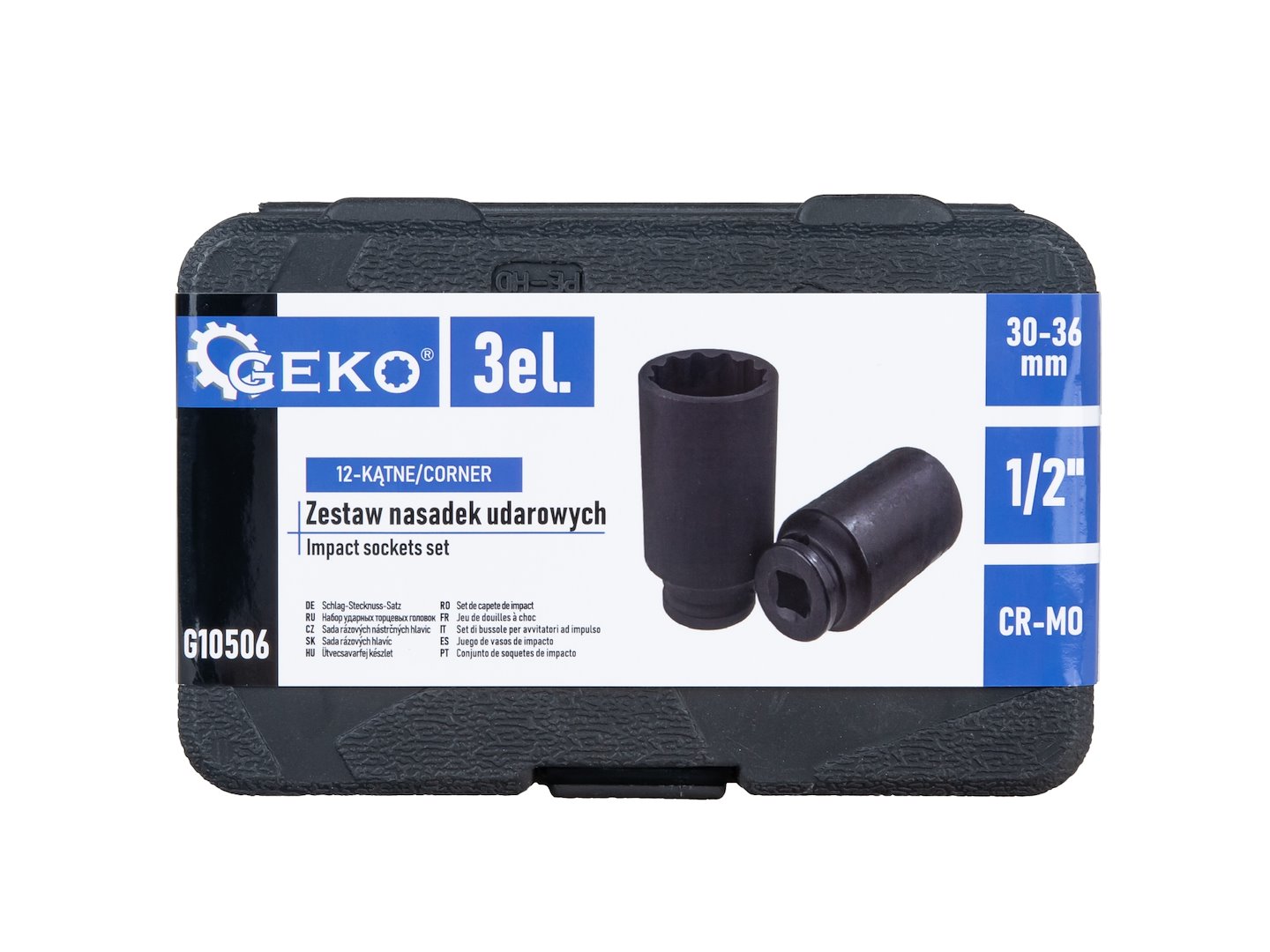 GEKO dugókulcs készlet ütvecsavarozóhoz 3 db 1/2" 30-36mm 12-pont CR-MO