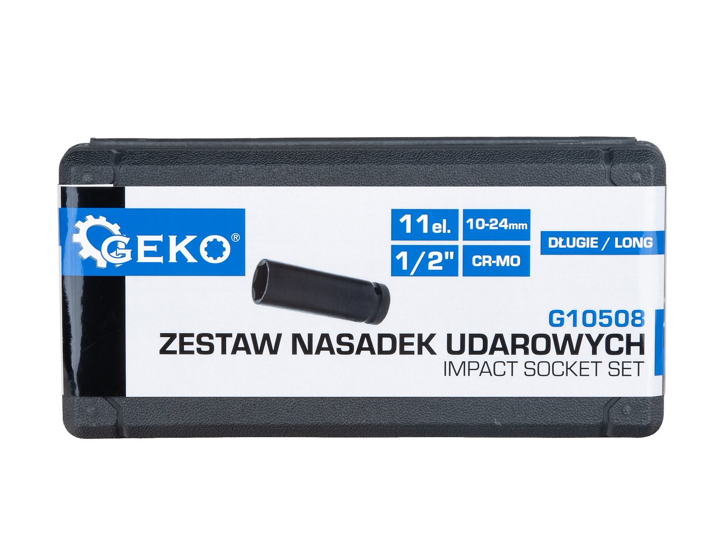 GEKO hosszú dugókulcs készlet 11 részes 1/2" 10-24mm CR-MO ütvecsavarozóhoz