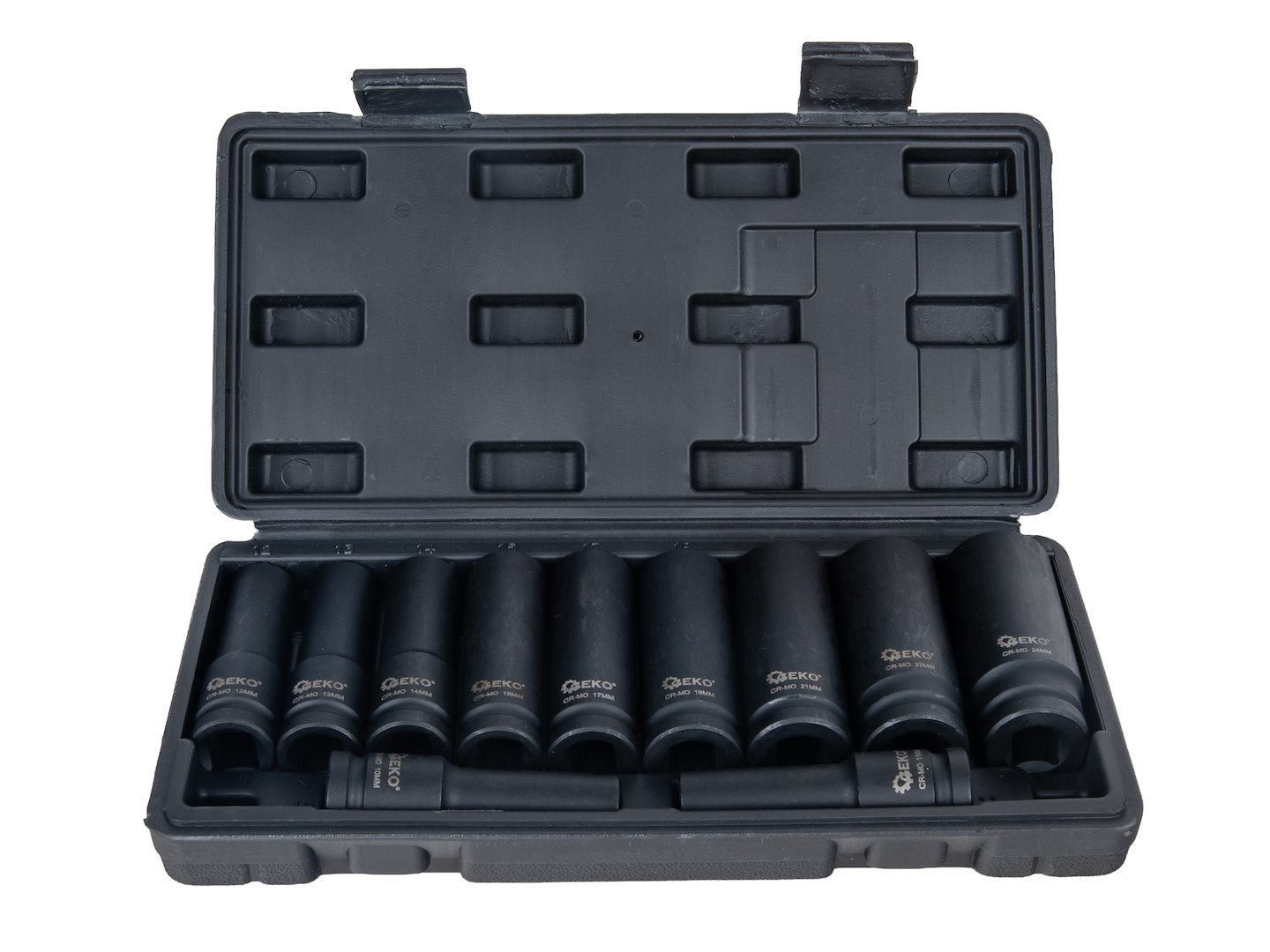 GEKO hosszú dugókulcs készlet 11 részes 1/2" 10-24mm CR-MO ütvecsavarozóhoz