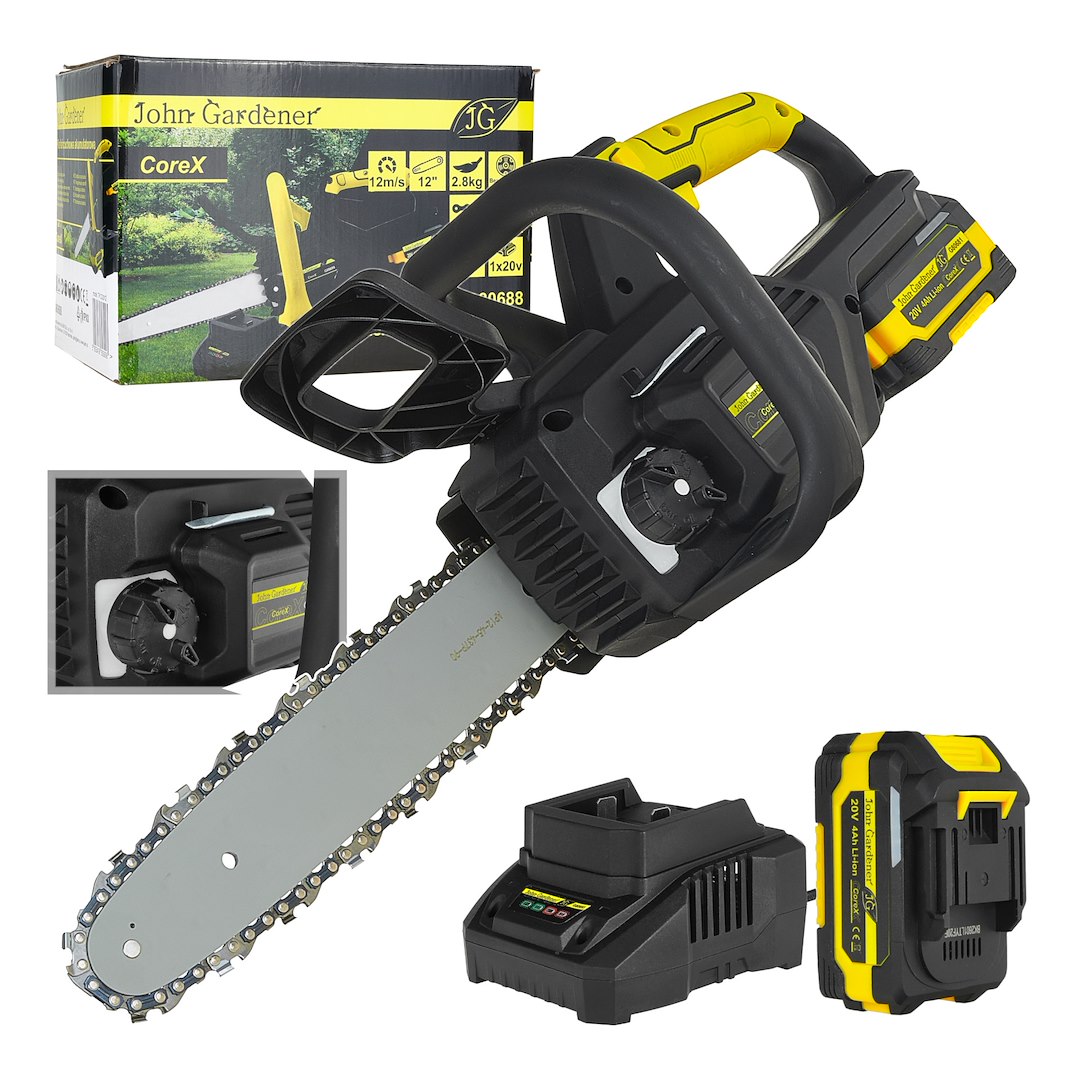 GEKO 12" akkumulátoros láncfűrész szénkefe nélküli 4.0Ah 20V CoreX
