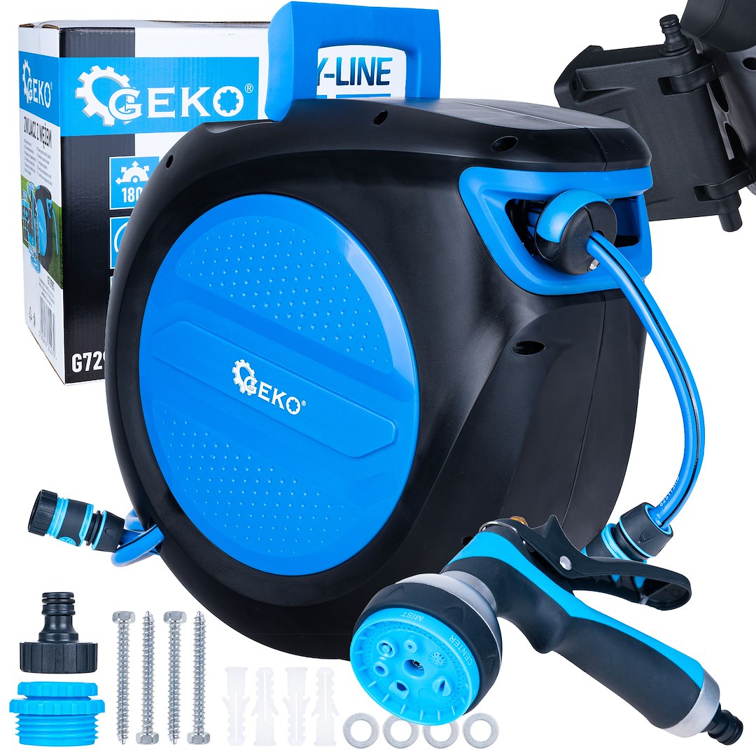 GEKO automatikus tömlőfelvevő kerti tömlővel 1/2" 30m SKY-LINE