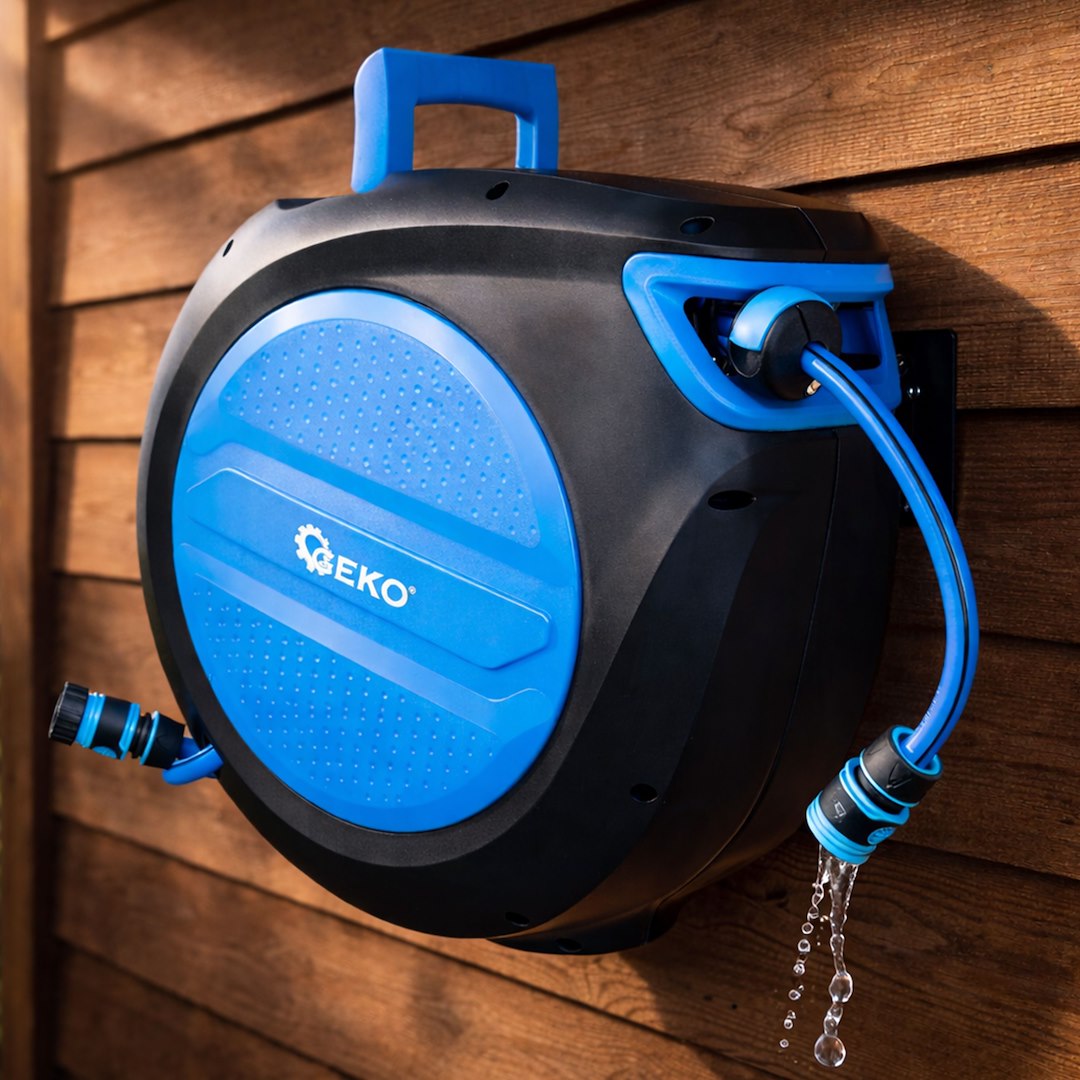 GEKO automatikus tömlőfelvevő kerti tömlővel 1/2" 30m SKY-LINE