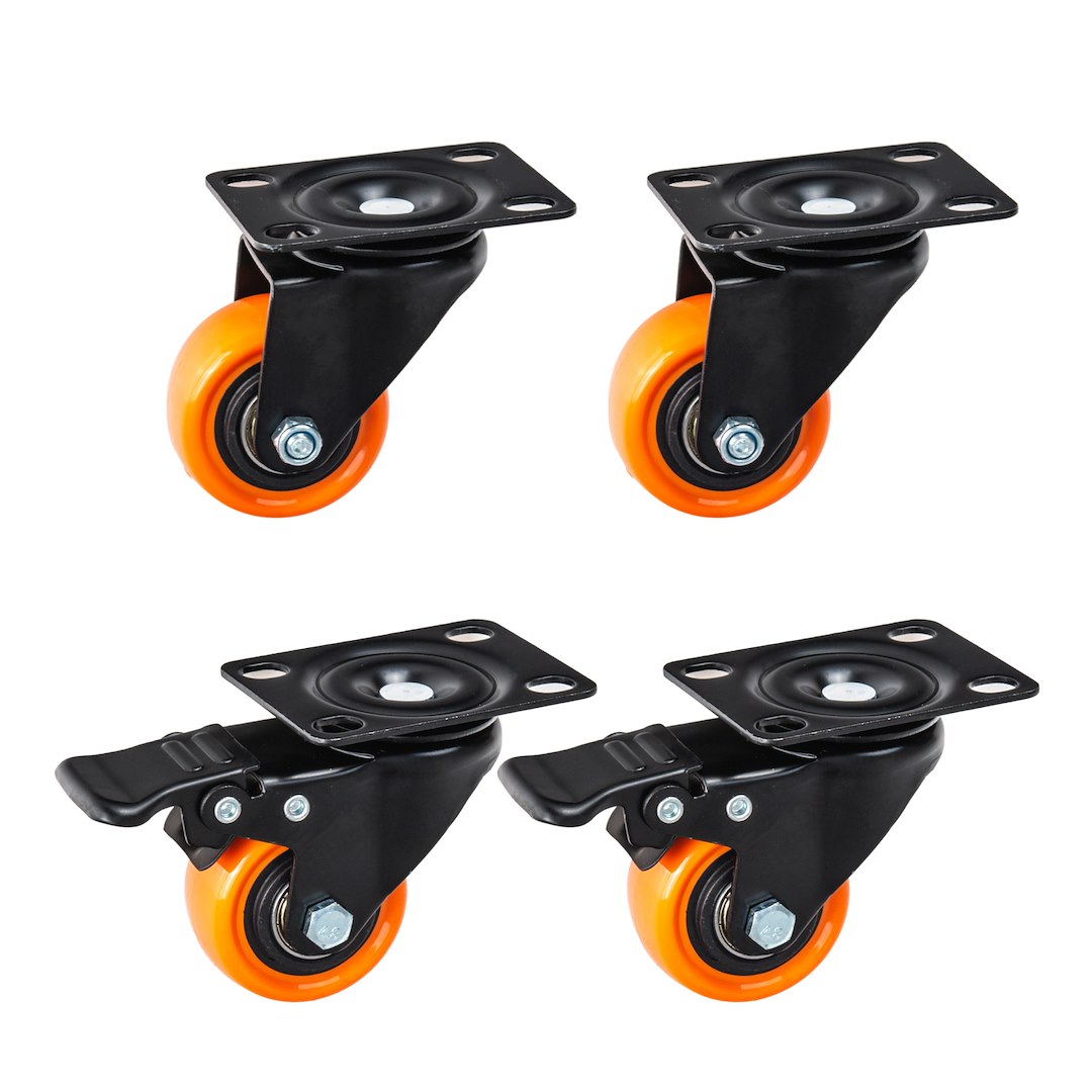 GEKO görgő készlet 4db 50mm 50kg teherbírás - 2 fékes + 2 sima