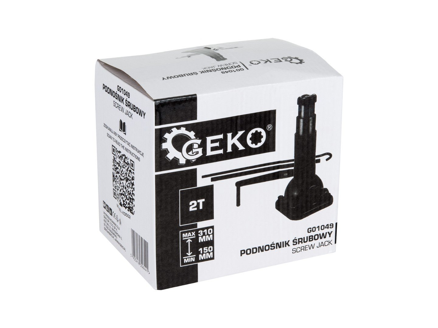 GEKO csavaros emelő 2T, 150-310mm emelési magasság