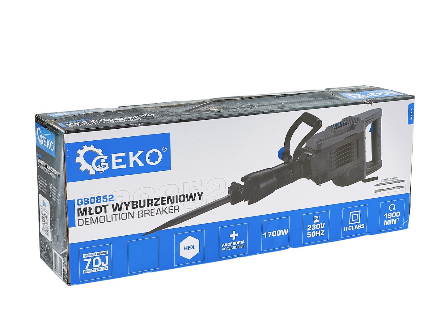 GEKO Bontókalapács 70J 1700W SDS-Max tartozékokkal