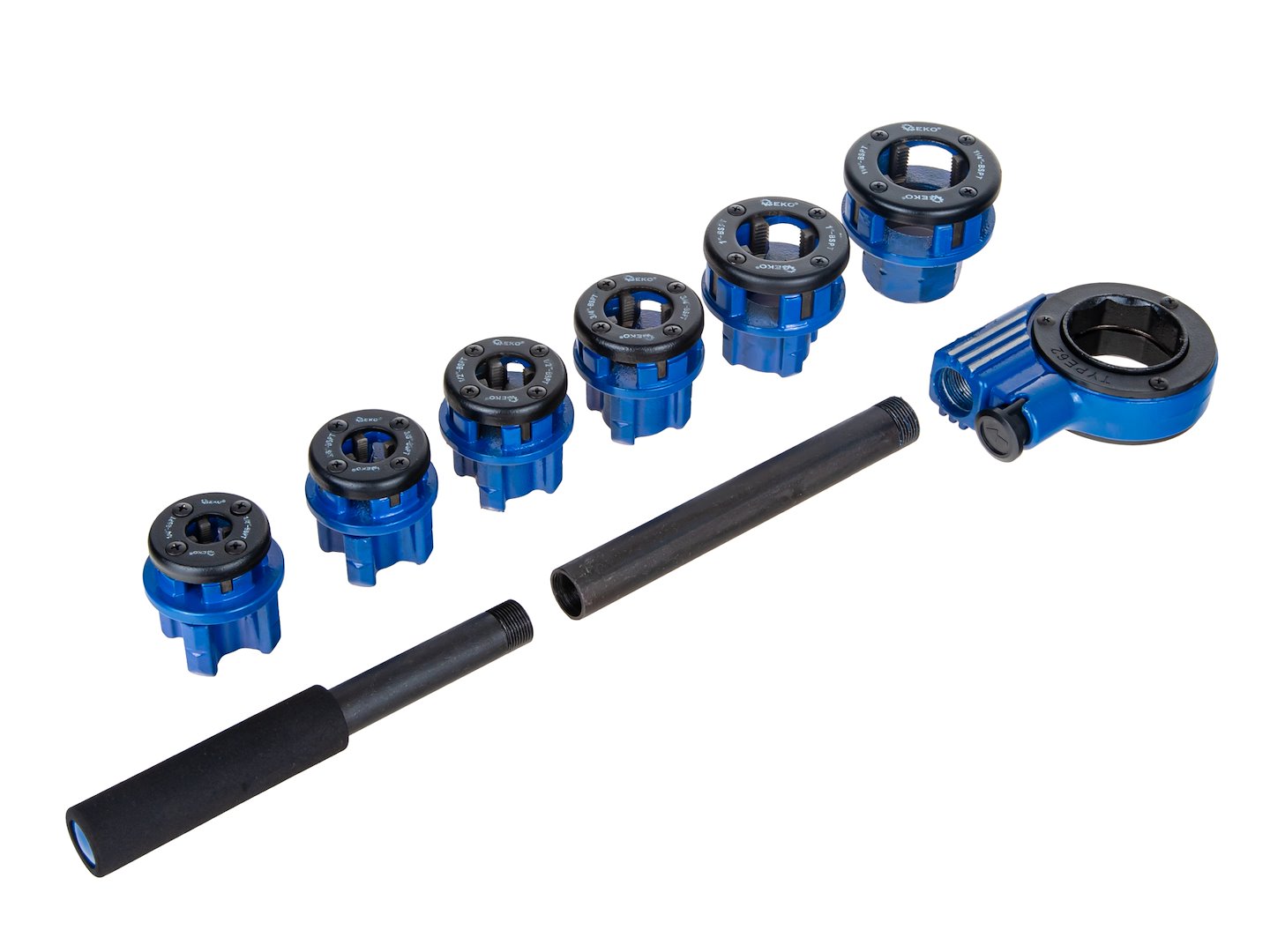GEKO csőmenetmetsző készlet 6 részes 1/4"-5/4" menetvágó