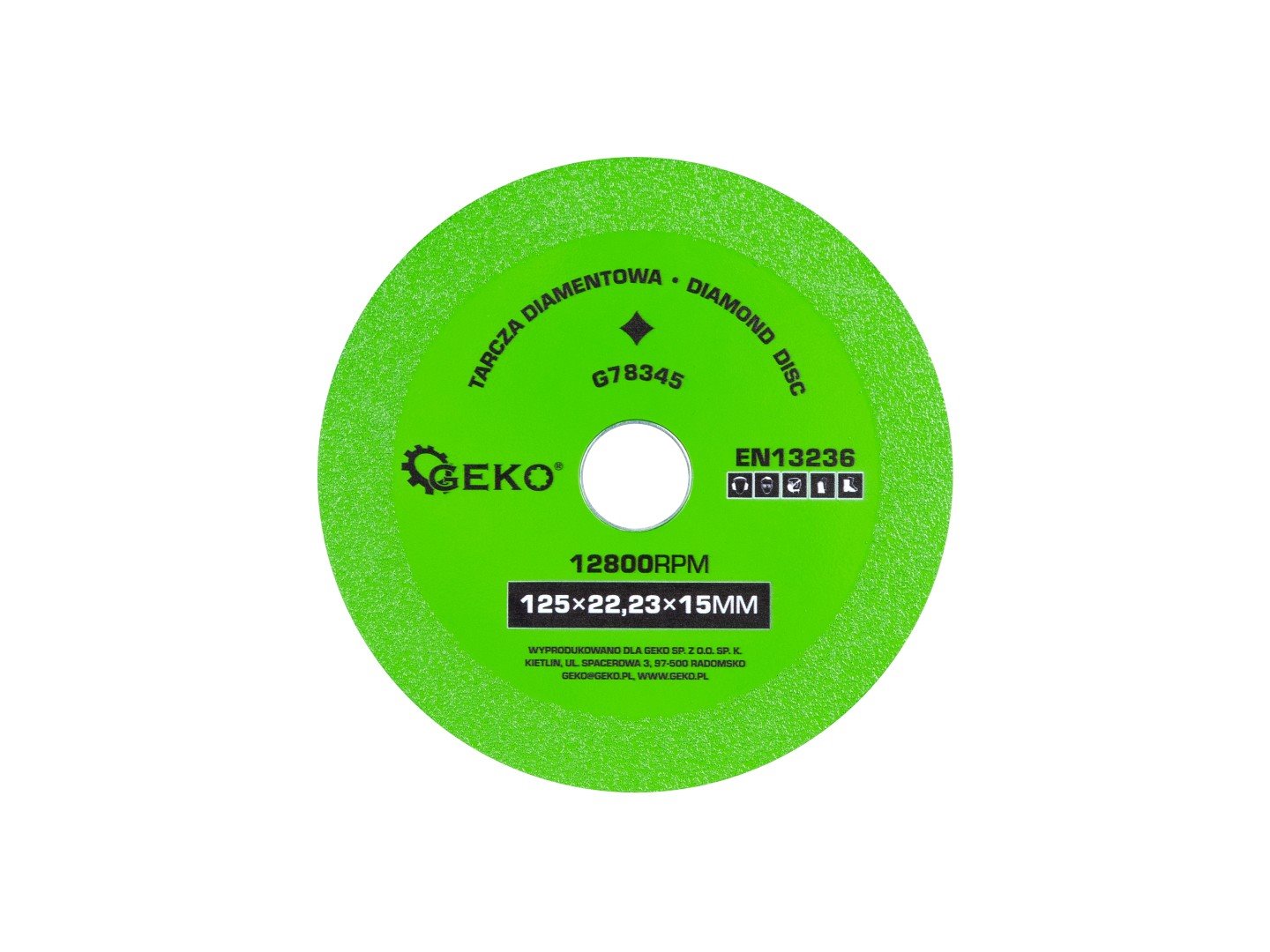 GEKO gyémánt vágó-csiszoló tárcsa üveghez, csempéhez 125x22,23x15mm
