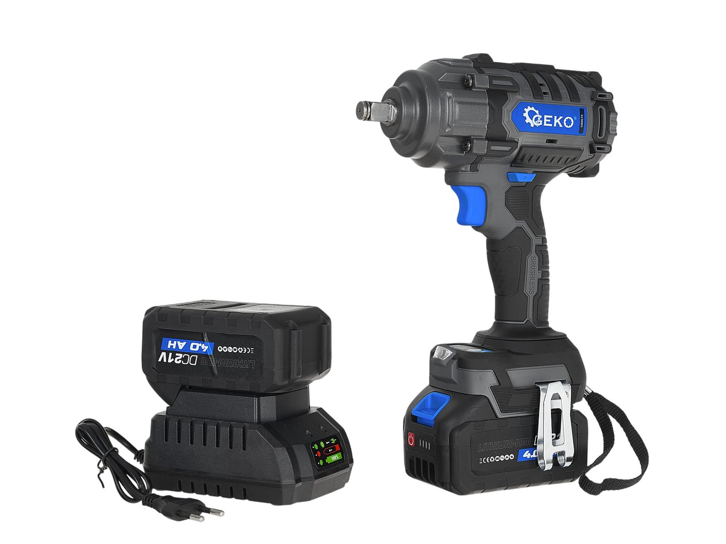 GEKO akkumulátoros ütvecsavarozó 850Nm 21V 2x4.0Ah