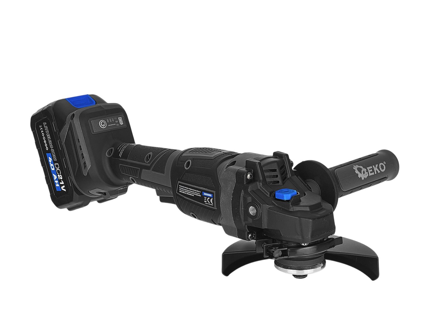 GEKO akkumulátoros sarokcsiszoló 125mm 950W 21V 2x4.0Ah