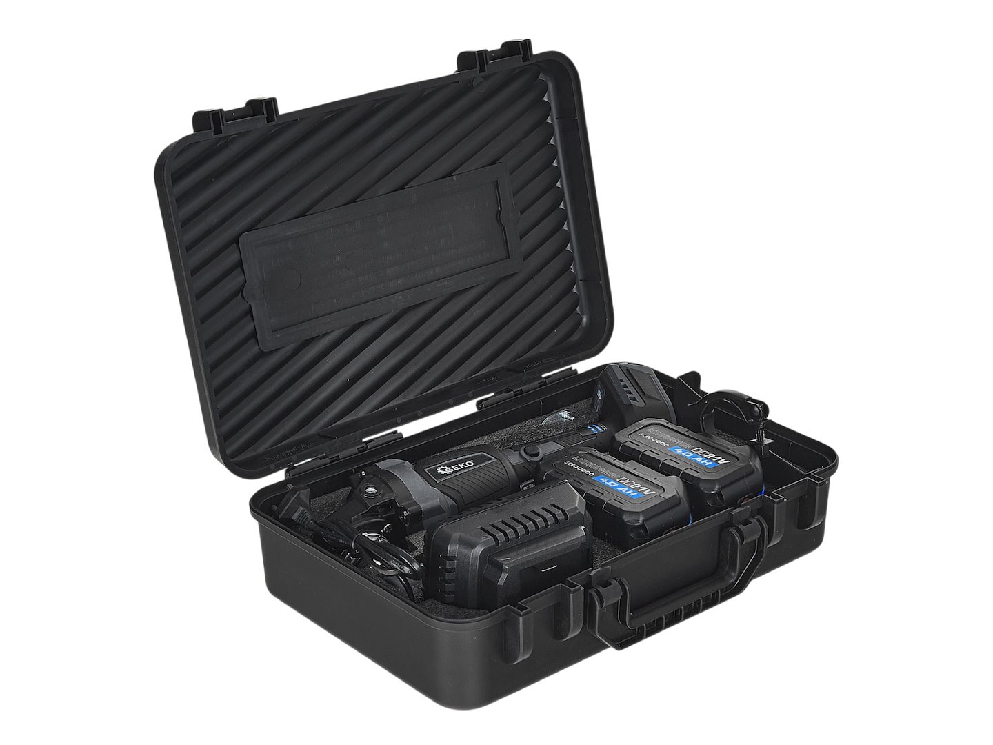 GEKO akkumulátoros sarokcsiszoló 125mm 950W 21V 2x4.0Ah
