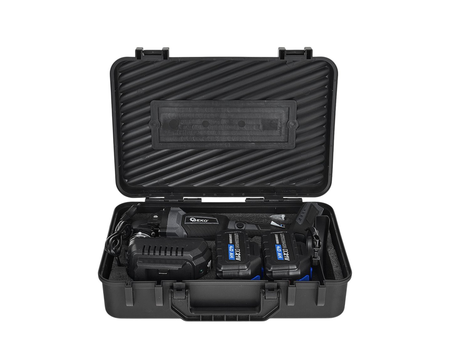 GEKO akkumulátoros sarokcsiszoló 125mm 950W 21V 2x4.0Ah