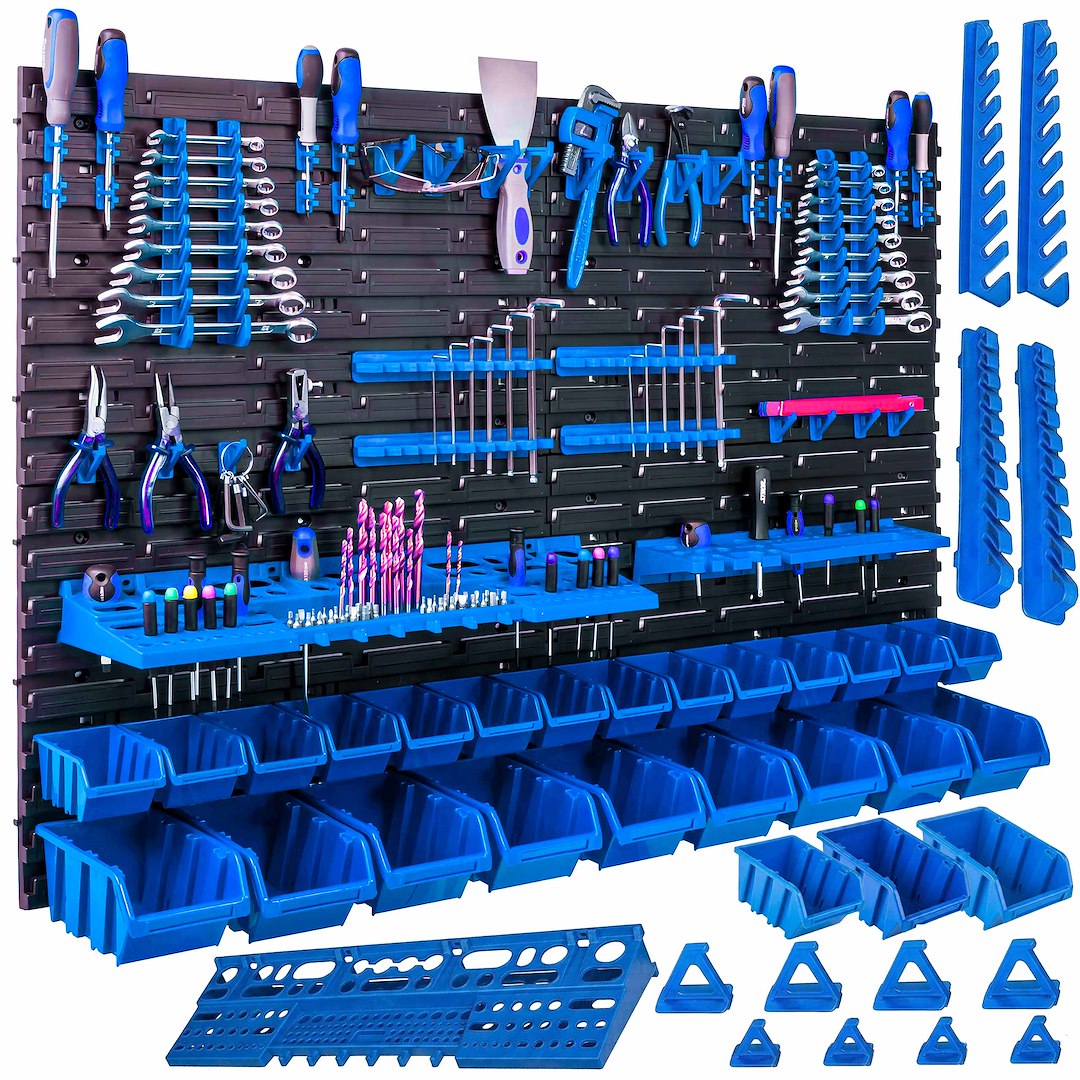 GEKO szerszámtartó fali panel rendszer 4 elemből 1152×780mm + 65 kiegészítővel