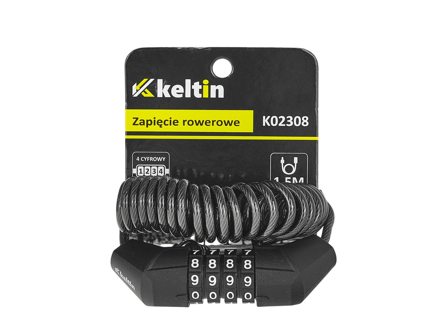 GEKO kerékpár lakat 4 számjegyes kombináció 1,5m