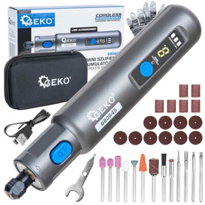 GEKO Mini akkus csiszoló 3,6V fordulatszám-szabályozással + 32 tartozék