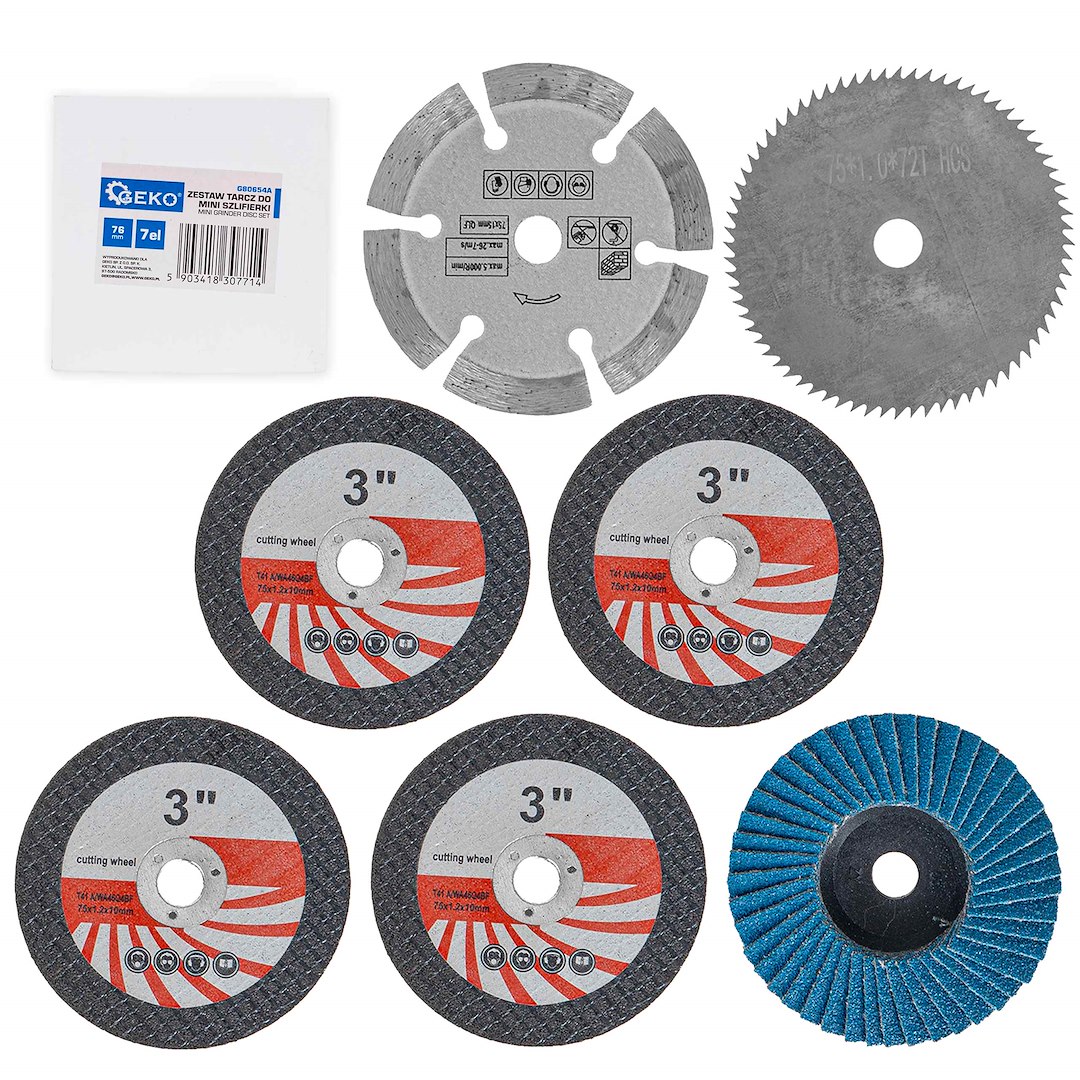 GEKO 76mm csiszolótárcsa készlet mini sarokcsiszolóhoz 7 részes