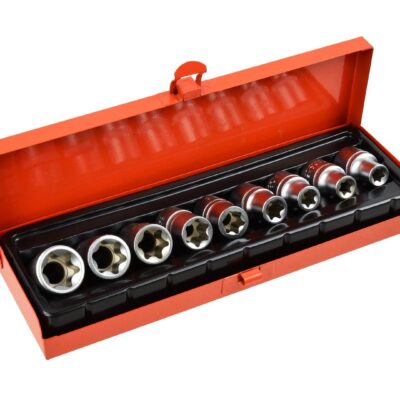 E-profil (E-Torx) Torx készlet 9 részes 1/2" fém dobozban