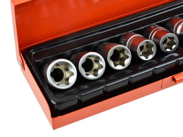 E-profil (E-Torx) Torx készlet 9 részes 1/2" fém dobozban - Image 4