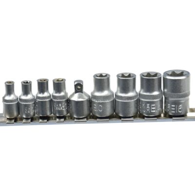 E-profil (E-Torx) Torx készlet 9 részes 1/4 és 3/8"