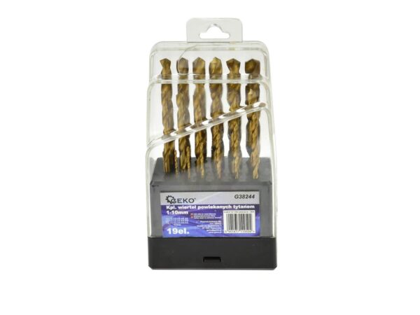 Fémfúró készlet 19 részes 1-10mm titán