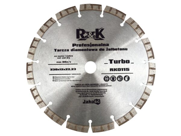 Gyémántkorong Turbo R&K 230mm 22.23 12mm