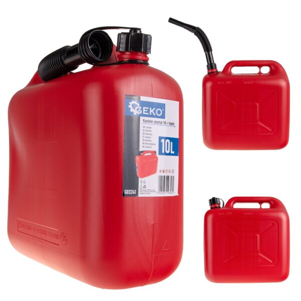 Benzineskanna műanyag + tölcsér 10L