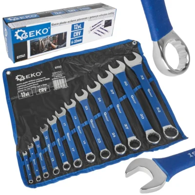 Polírozott kombinált csavarkulcsok AntiSlip gumi markolattal 6-32mm 12 in. CRV (4)