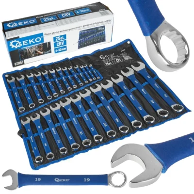 Polírozott kombinált csavarkulcsok AntiSlip gumi markolattal 6-32mm 25el. CRV (4)