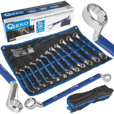 Polírozott gyűrűskulcsok AntiSlip gumikarikával 6-32mm 12 in. CRV (4)