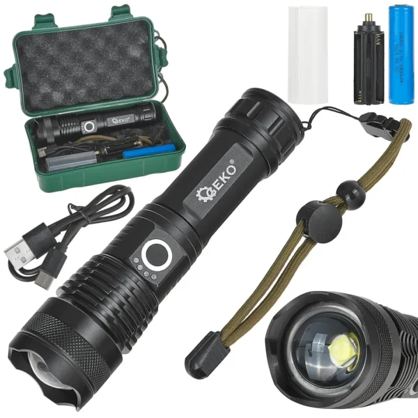 LED taktikai zseblámpa XHP50 15W 1800mAh 1500lm IPX8 (30)