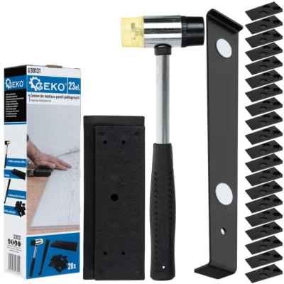 Padlófektető készlet - kalapács, kanál és ékek 23el. (12)