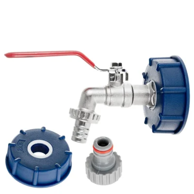 Készlet - IBC anya S60x6 + 1/2" csap 3/4" GZ kivezetéssel + 1/2" tömlődugó + mellbimbó gyorscsatlakozóhoz - mauser (40)
