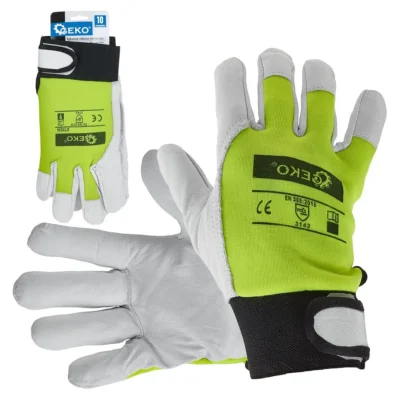 Szerelési munkakesztyű sárga kecskebőr - tépőzáras r.10 (12/48)