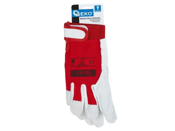 Bőr munkakesztyű piros kecskebőr - tépőzáras r.9 (12/48) - Image 5